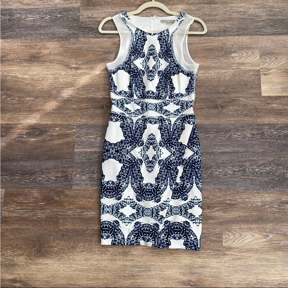 Elegant Blue and White Patterned Dress